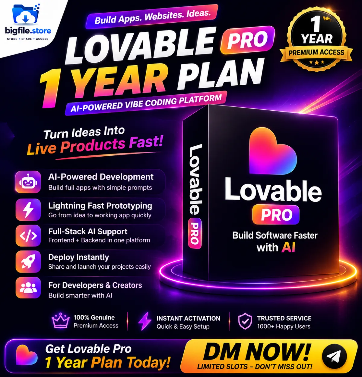 Lovable Pro 1 Year Plan | AI Website & App Builder