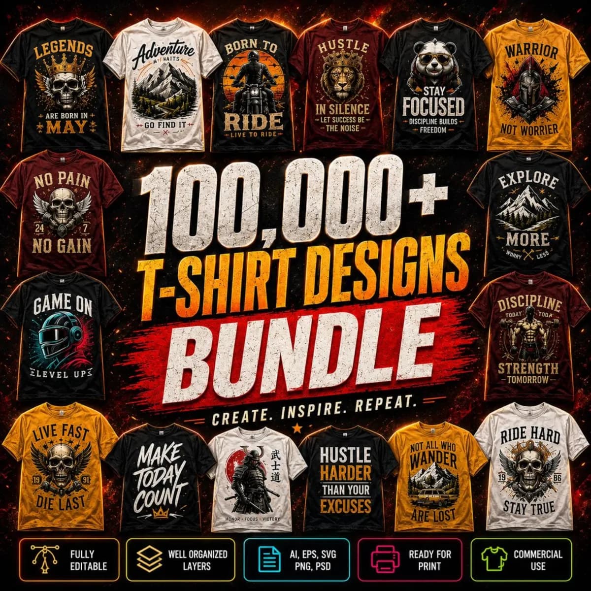 T-Shirt Design Bundle | 100,000+ | Graphic Tees, Vintage, Trendy
