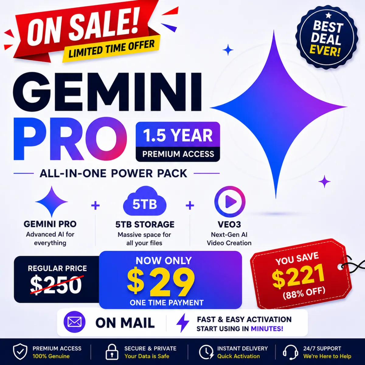 Gemini AI Pro + VEO3 + 5TB | 18 MONTHS | REDEEM LINK