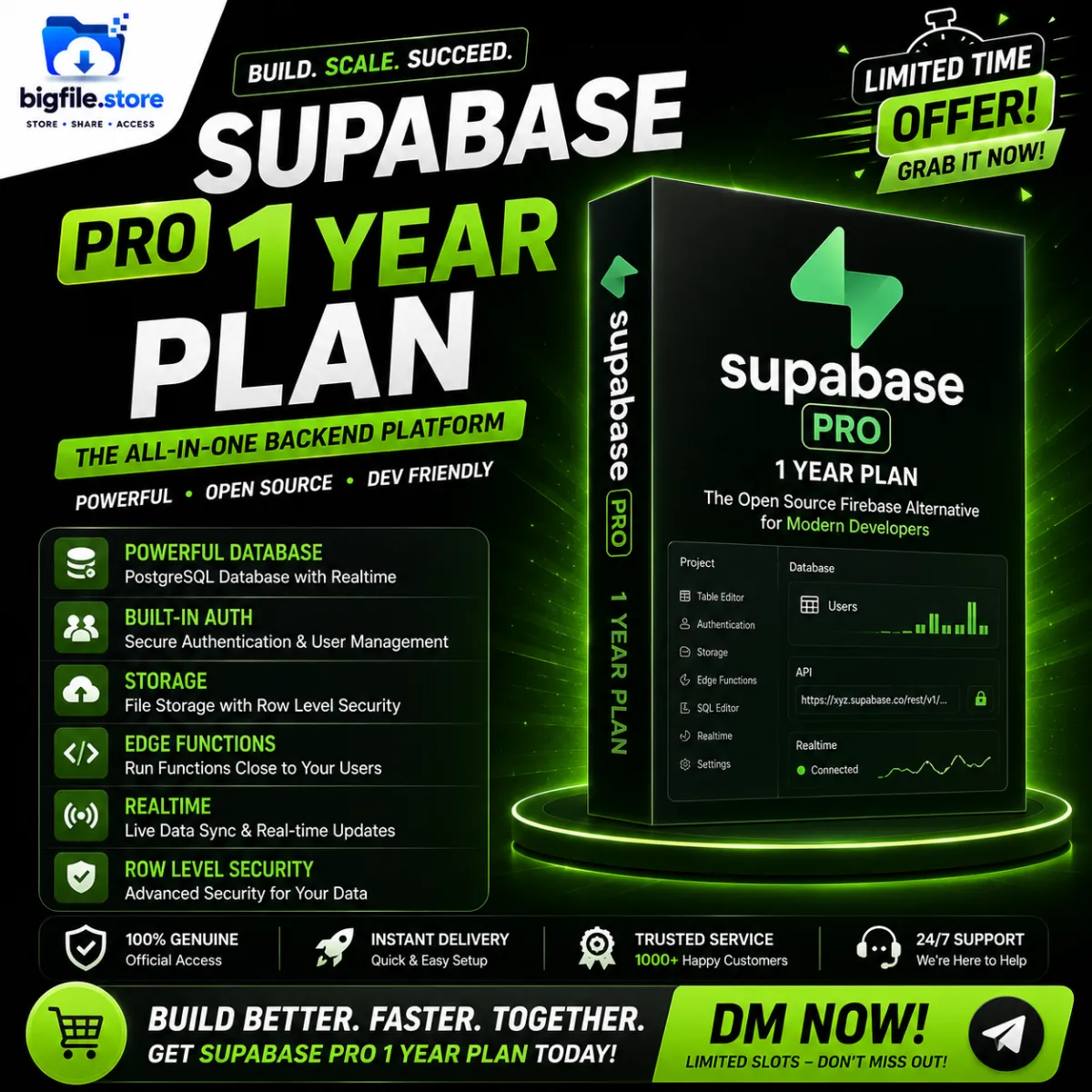 Supabase Pro 1 Year Plan | Premium Backend Platform