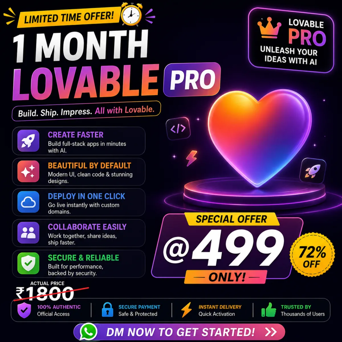 LOVABLE – 1 Months 🔒 (Private Access workspace invitation)