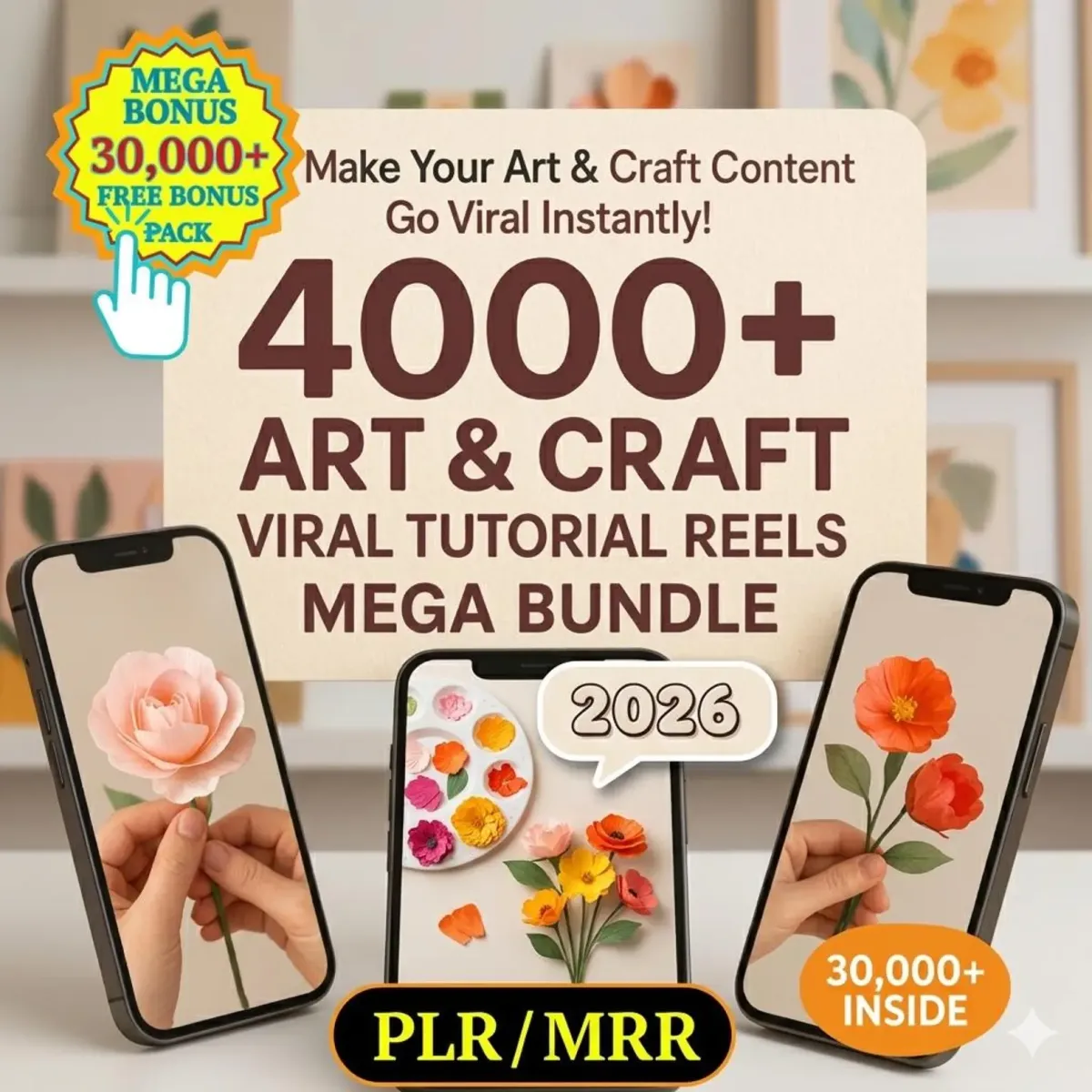 Art & Craft Reels Bundle, 4000+ Viral Tutorial Videos, PLR MRR Digital Content