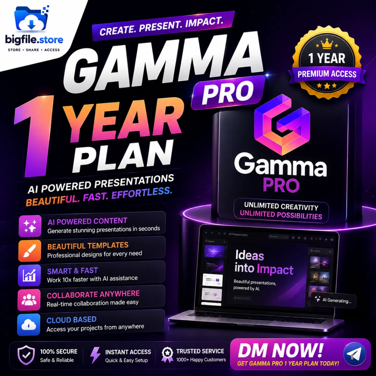 Gamma Pro 1 Year Plan | AI Presentation Maker