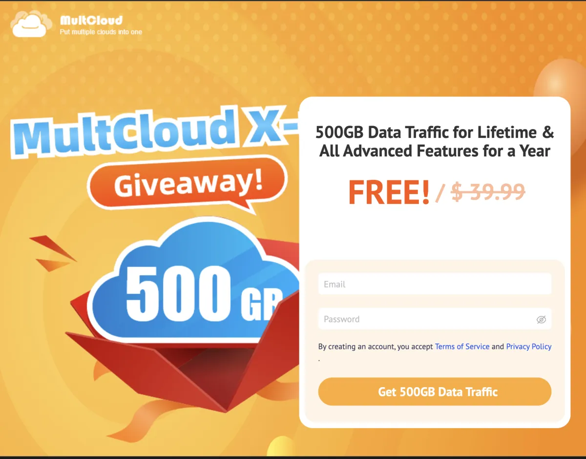 MultCloud Free 200GB Bandwidth + 1-Year Premium