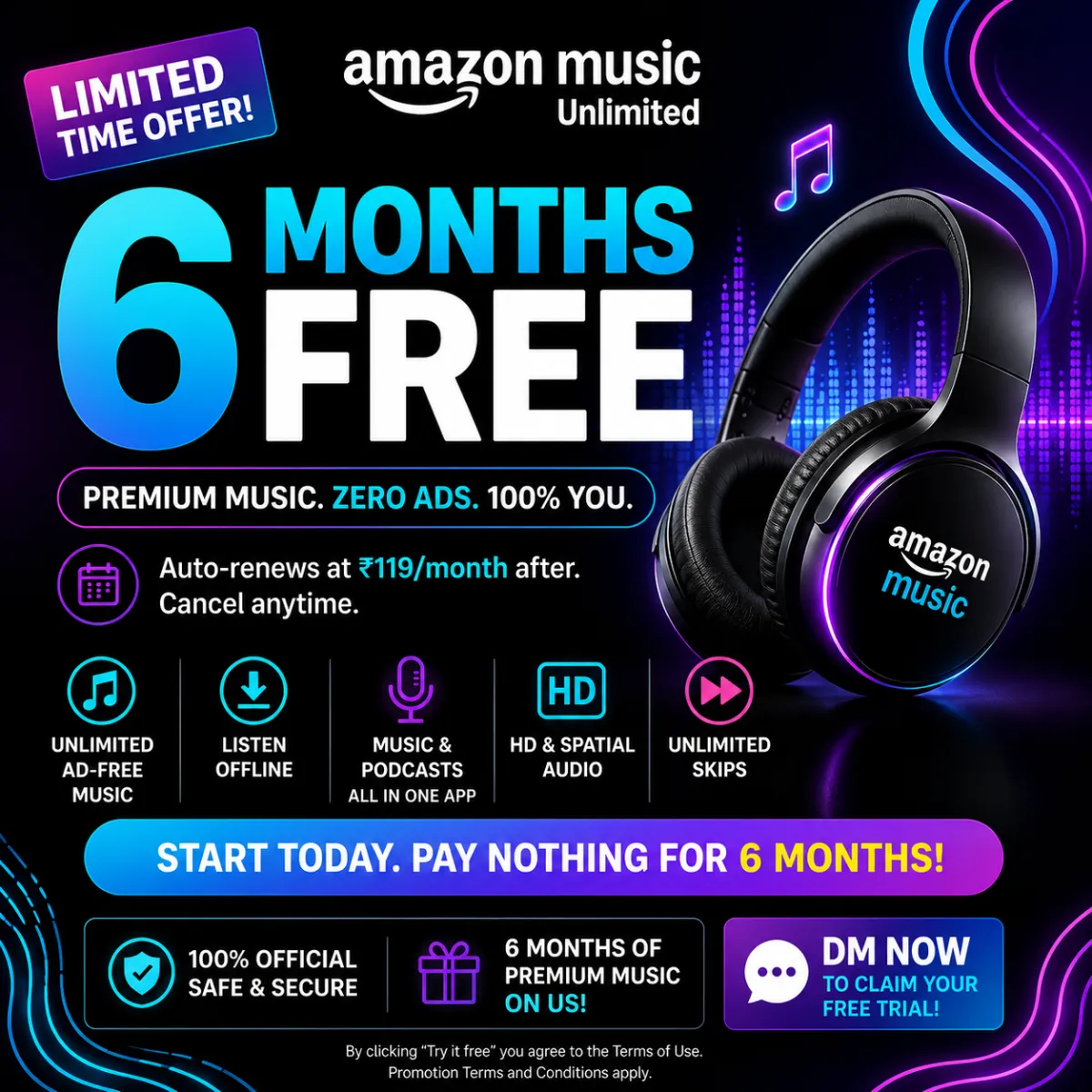 6 Months Amazon Music with Prime Membership