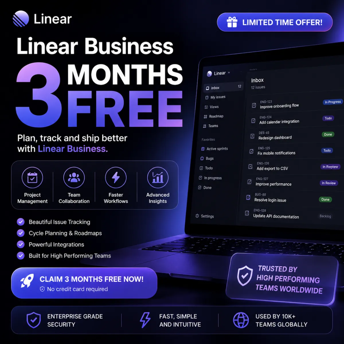Linear Business 3 Months Free