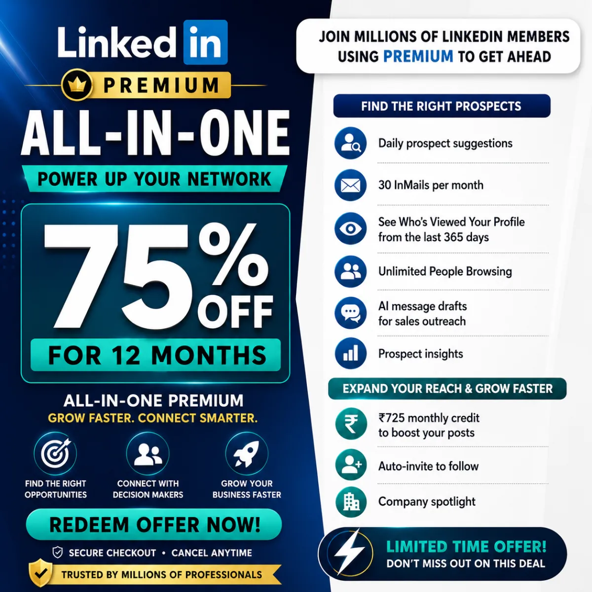 LinkedIn Premium All-in-One – 12 Months | Sales & Business Growth